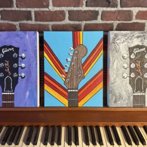 Original Painting on Original Hand Painted Guitar Headstock Artwork Orange Collective Artist Signed Heavyweight High Quality